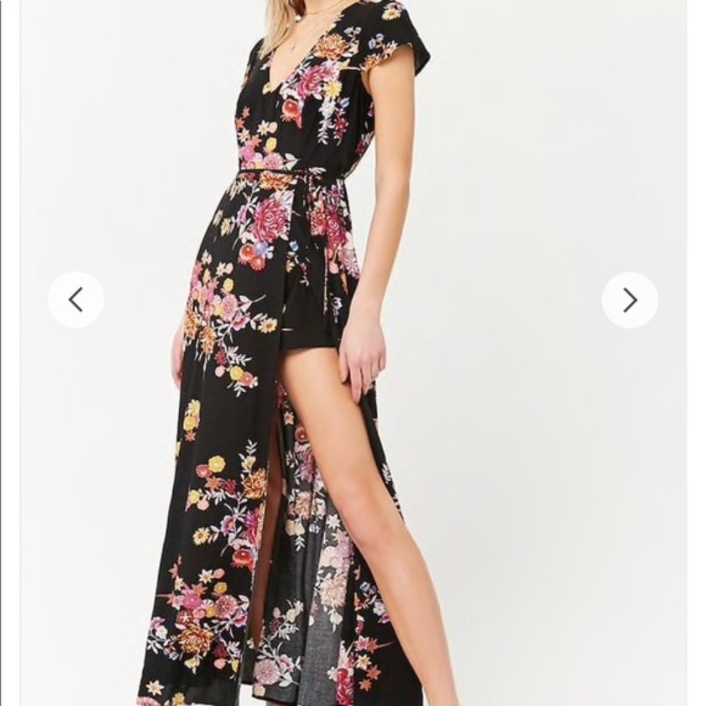 LOVE FIRE Floral Maxi Romper Jumpsuit Dress+Shorts